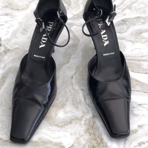 Prada Black Leather 2” Heel